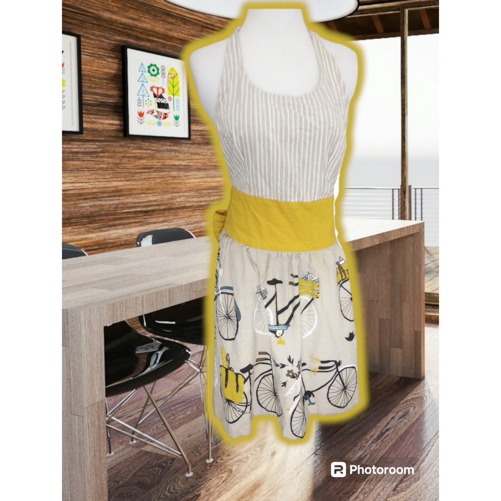 Danica Bicycle Craft School Boho Kitchen Cleaning Apron One Size Nature Beige